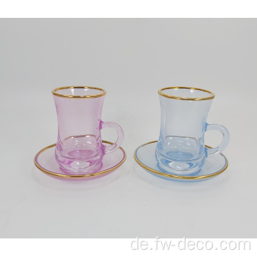 benutzerdefinierte farbige kleine Glasbecher mit Teller Set